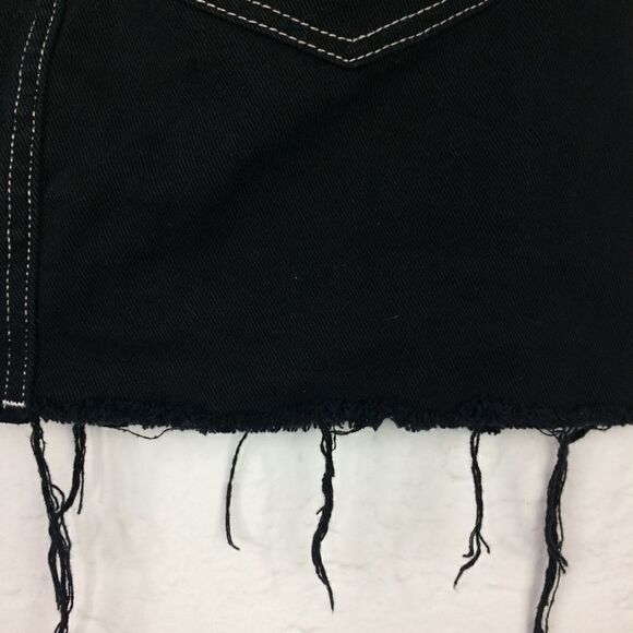 Pacsun black denim distressed hem denim skirt - Picture 4 of 8